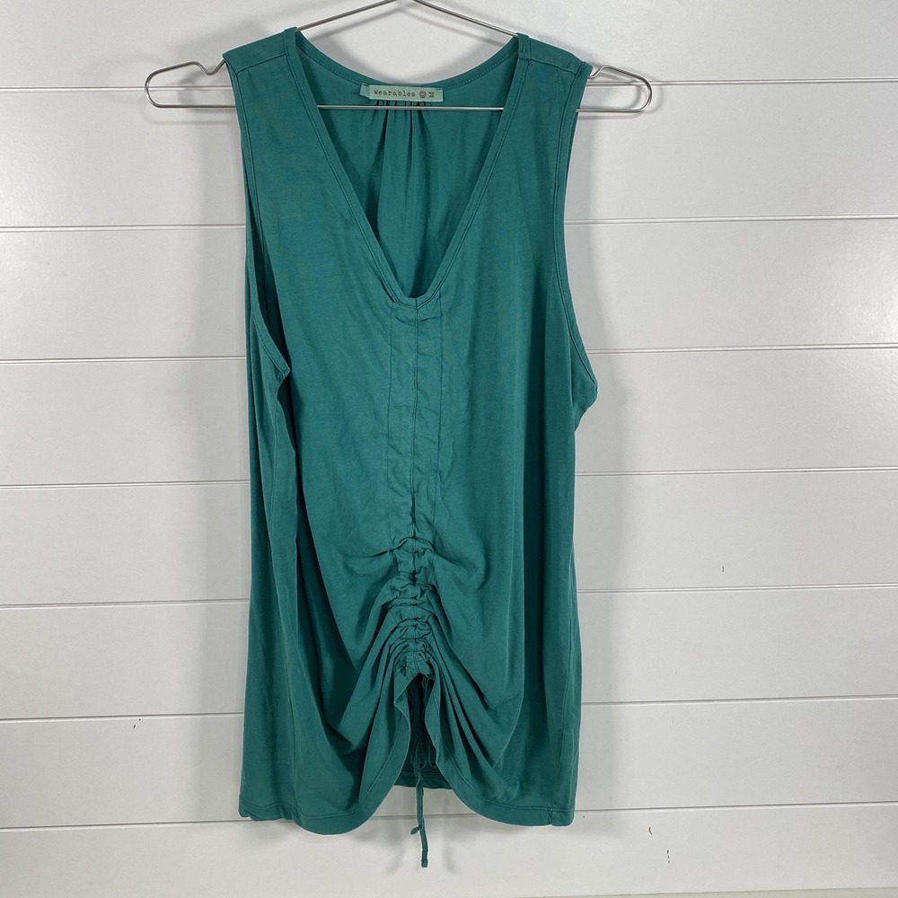 Wearables XCVI Tank Top Womens Medium Ruched Drawstring Casual Sleeveless Shirt